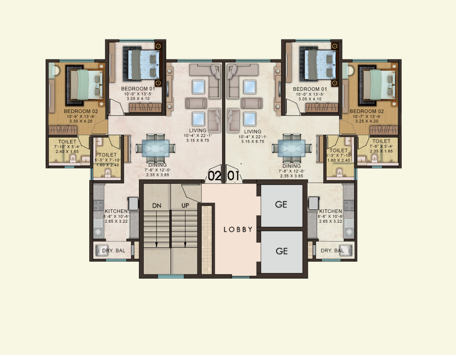 Kanakia Paris BKC Bandra 2BHK Plan